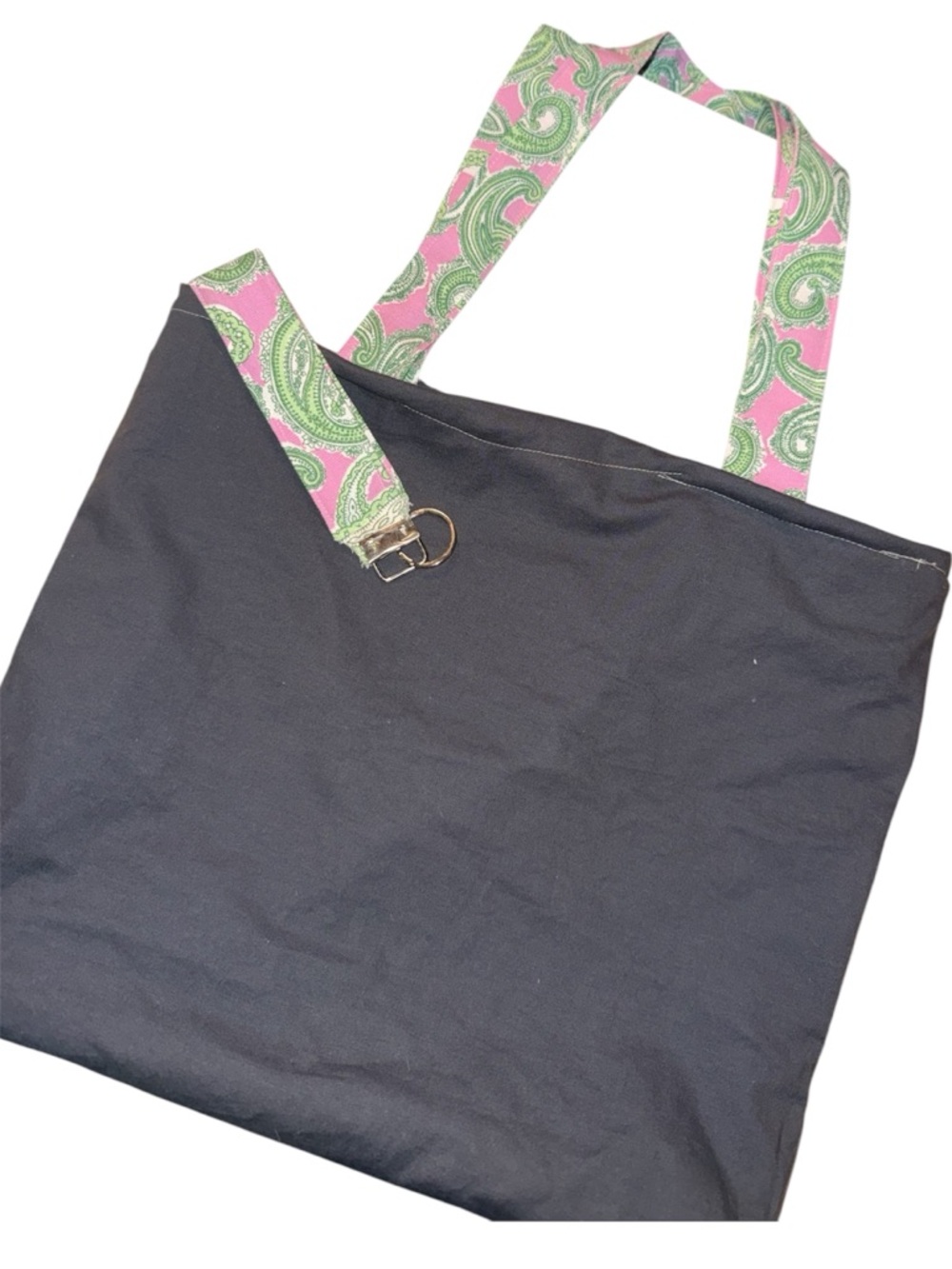 Handmade Canvas Tote Bag with matching  Pink & Green Paisley keychain